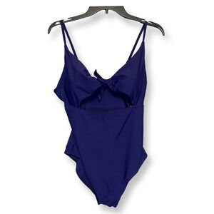 Charmo Womens One Piece Swimsuit Blue Cut Out Scoop Neck UPF 50+ L New